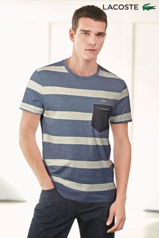 Blue Lacoste&reg; Stripe Pocket T-Shirt